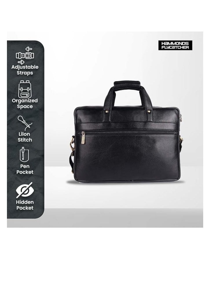 Leather Office Bag for Men - Laptop Bag for Men  | Black |  LB102_BLK | 32YJ