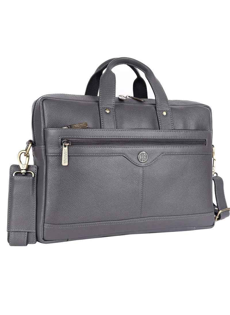 Laptop Bag for Men - Leather Office Bag with Multiple Compartments -Fits 14/15.6/16 Inch Laptop Bag -Messenger and Shoulder Bag for Travel - Water Resistant - Graphite Grey