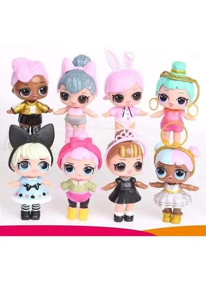 8-Piece Baby Highly Detailed Doll Set For Kids, Surprise Queens Dolls Great Gift for Girls Age 4+