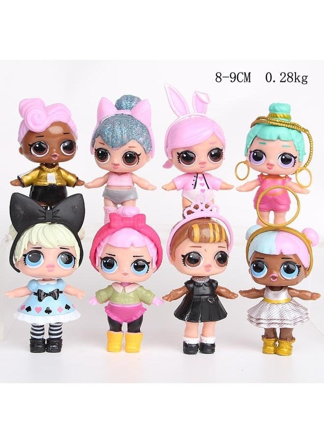 8-Piece Baby Highly Detailed Doll Set For Kids, Surprise Queens Dolls Great Gift for Girls Age 4+