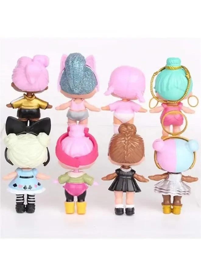 8-Piece Baby Highly Detailed Doll Set For Kids, Surprise Queens Dolls Great Gift for Girls Age 4+
