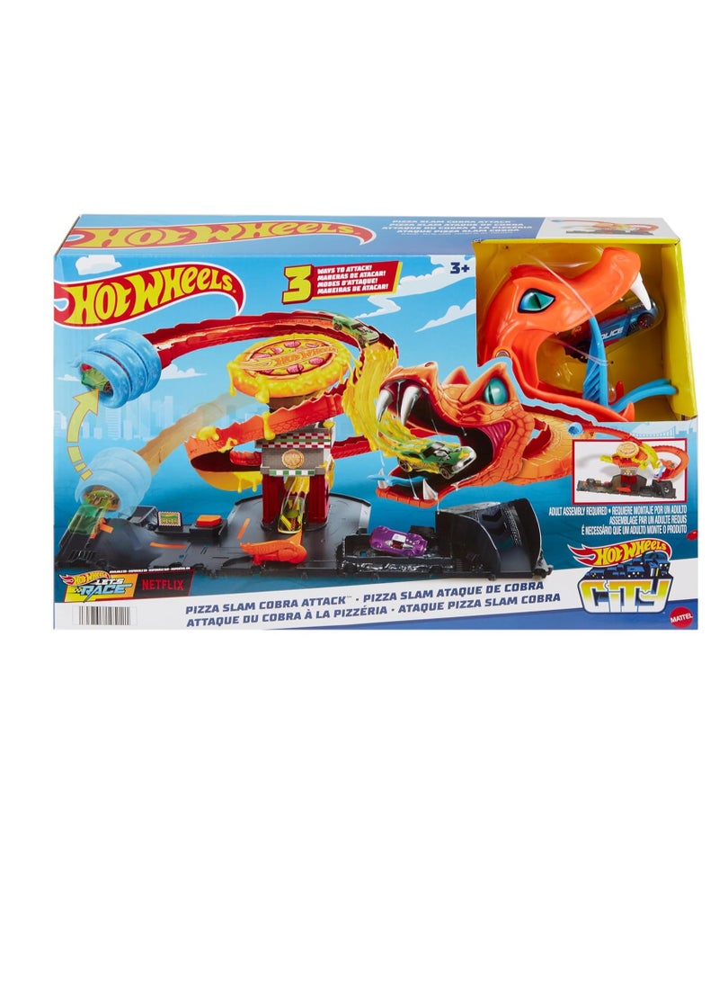 City Pizza Slam Cobra Attack Playset with 1:64 Scale Toy Car