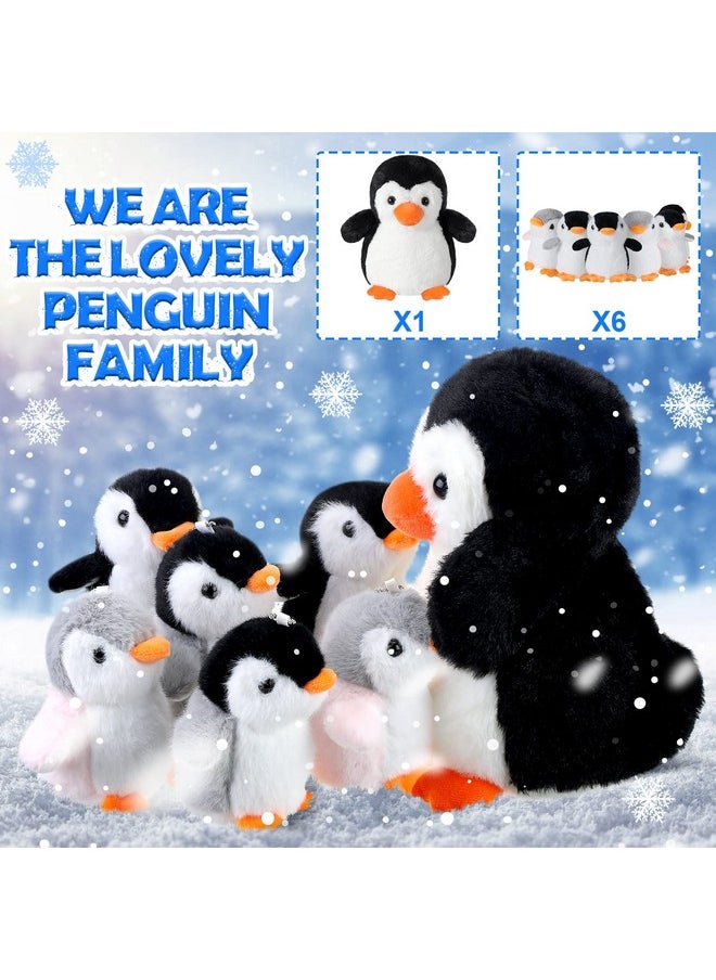 Plush Toys Set Stuffed Animal Zoo Toys With Mom And Small Baby Realistic Baby Animals For Gift Christmas Holiday Birthday Bag Stuffings Decorations (Penguin)