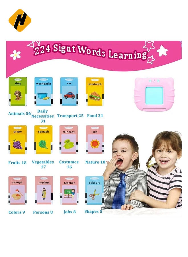 Talking Flash Cards Learning Toys for Toddlers 2 3 4 5 6 Years Old with Sound Effect, Toddler Toys for Girls and Boys, 224 Sight Words Learning and Pronunciation, Birthday