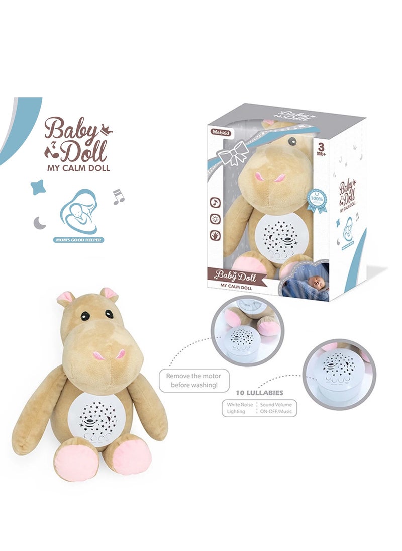 Hippo Plush Toy With Soft Light  and Soothing Music Gift Set
