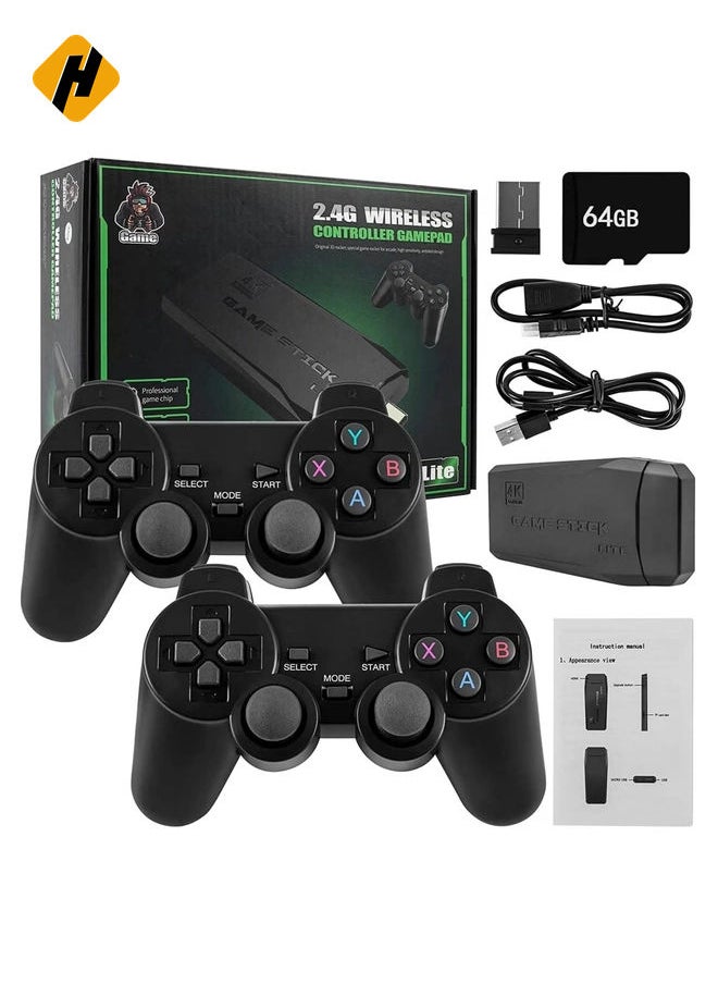 Wireless HDMI High-Definition Game Console,Built-in 10000+ Games with Hidden USB Flash Drive Design ,Plug and Play Video Game Stick,Supports 9 emulators, 64G