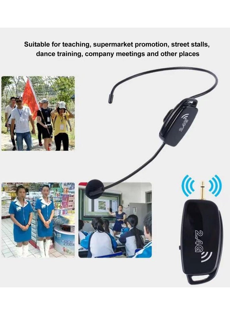 Wireless Microphone Headset with Noise Reduction, Rechargeable 2.4G Dual Headset Mic System, Long Range Wireless Headset Mics for Teachers, Stages, Guides, and Presentations