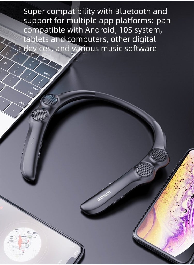 Neck-Hanging Portable Wireless Bluetooth Speaker Audio, Portable Mini Sweat-Proof Smart Speaker Wearable Stereo Heavy Bass Speaker