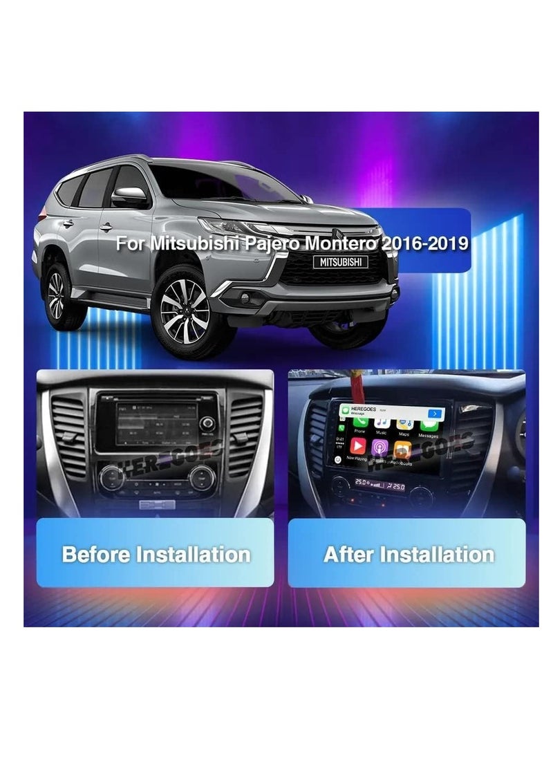 Android Car Stereo for Mitsubishi Montero Sport 2015 To 2021 4GB RAM 64GB ROM MirrorLink WiFi BT, 9 Inch 2.5D IPS Touch Screen with Backup Camera Included (4+64G With Apple Carplay)