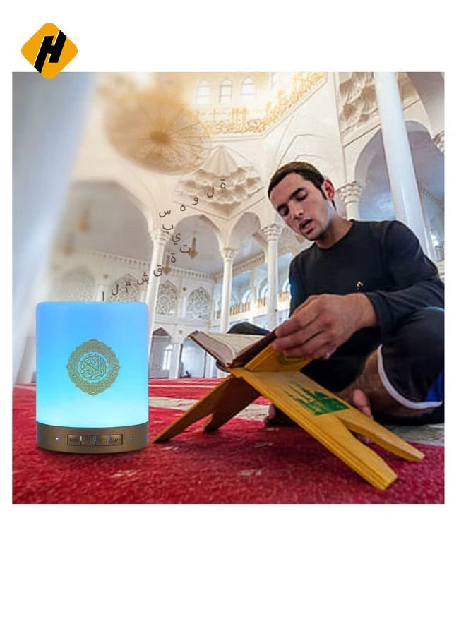 SQ-112 Quran Speaker Touch Lamp, 4 in 1 Bluetooth Speaker with 7 Colors LED Light, Quran Recitations and Song, FM Broadcast, Remote & Touch Control Quran Speaker Lamp