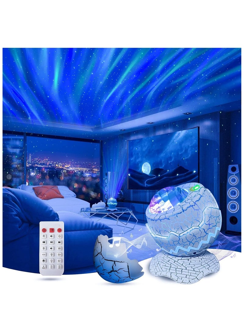 Star Projector - Dinosaur Egg Galaxy Aurora Projector with Bluetooth Speaker, White Noise & Remote Control, Night Light for Bedroom, Kids, Party, Home Décor, and Gift