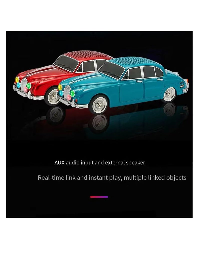 Vintage Car Speaker Portable Wireless Speaker Long Standby High Power Sound Bass Car Shape WS-596 Speaker with Flashing Lights Fm -BLACK