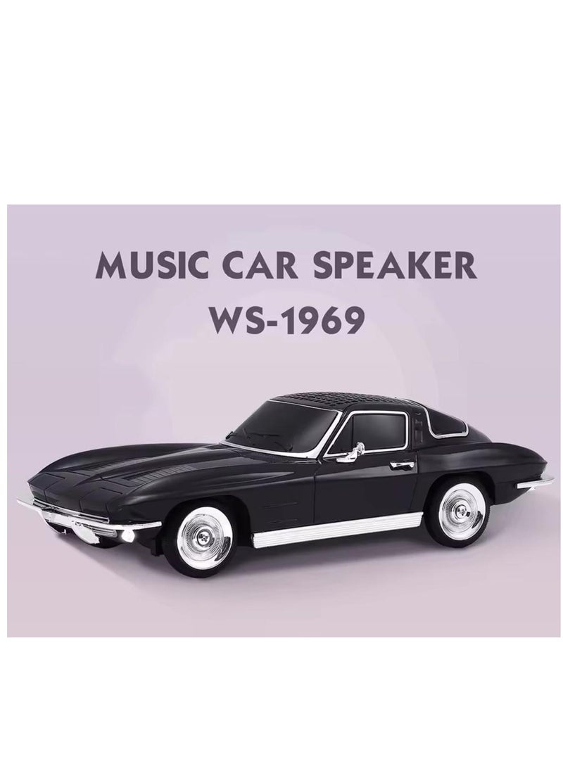 Vintage Car Speaker Portable Wireless Speaker Long Standby High Power Sound Bass Car Shape WS-1969 Speaker with Flashing Lights Fm - RED