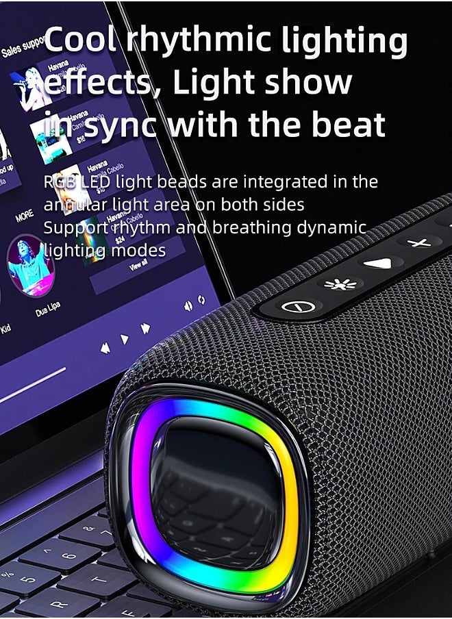 Wireless Bluetooth Speaker - Portable Mini Speaker With Battery - RGB Light - Stereo Sound - IPX6 Waterproof - Support TF Card, U Disk