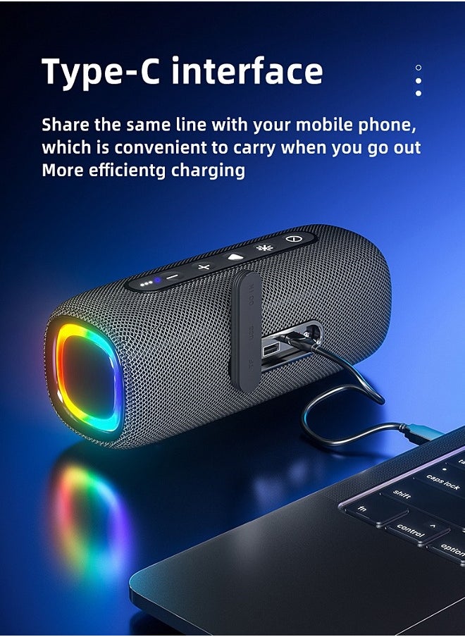 Wireless Bluetooth Speaker - Portable Mini Speaker With Battery - RGB Light - Stereo Sound - IPX6 Waterproof - Support TF Card, U Disk