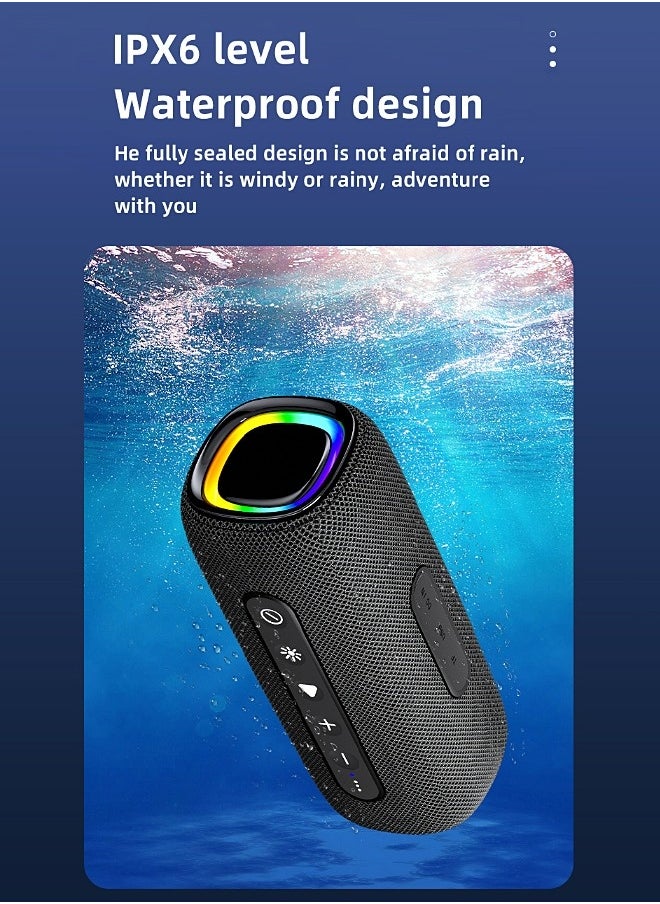 Wireless Bluetooth Speaker - Portable Mini Speaker With Battery - RGB Light - Stereo Sound - IPX6 Waterproof - Support TF Card, U Disk