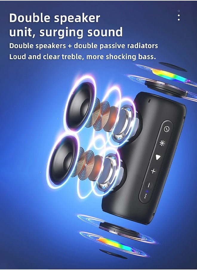 Wireless Bluetooth Speaker - Portable Mini Speaker With Battery - RGB Light - Stereo Sound - IPX6 Waterproof - Support TF Card, U Disk