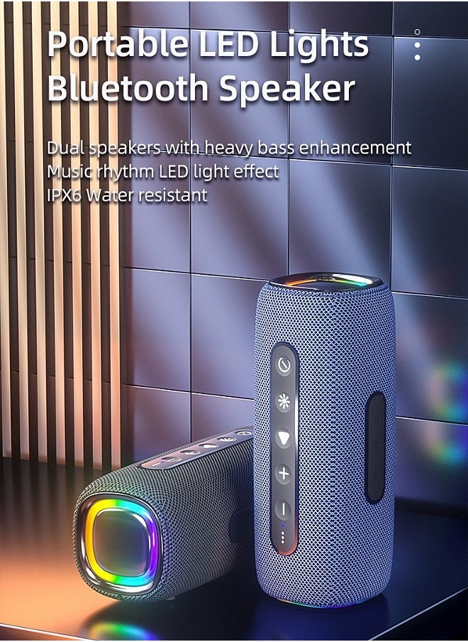 Wireless Bluetooth Speaker - Portable Mini Speaker With Battery - RGB Light - Stereo Sound - IPX6 Waterproof - Support TF Card, U Disk