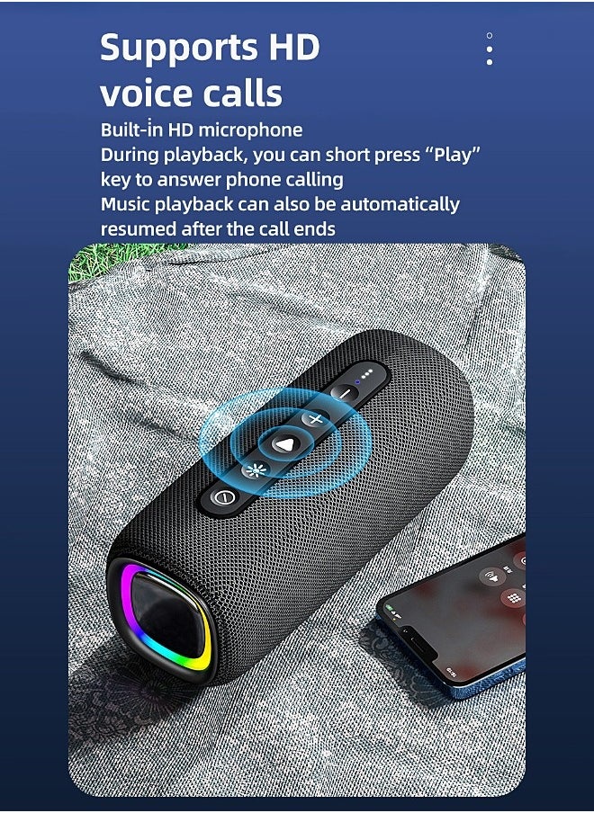 Wireless Bluetooth Speaker - Portable Mini Speaker With Battery - RGB Light - Stereo Sound - IPX6 Waterproof - Support TF Card, U Disk