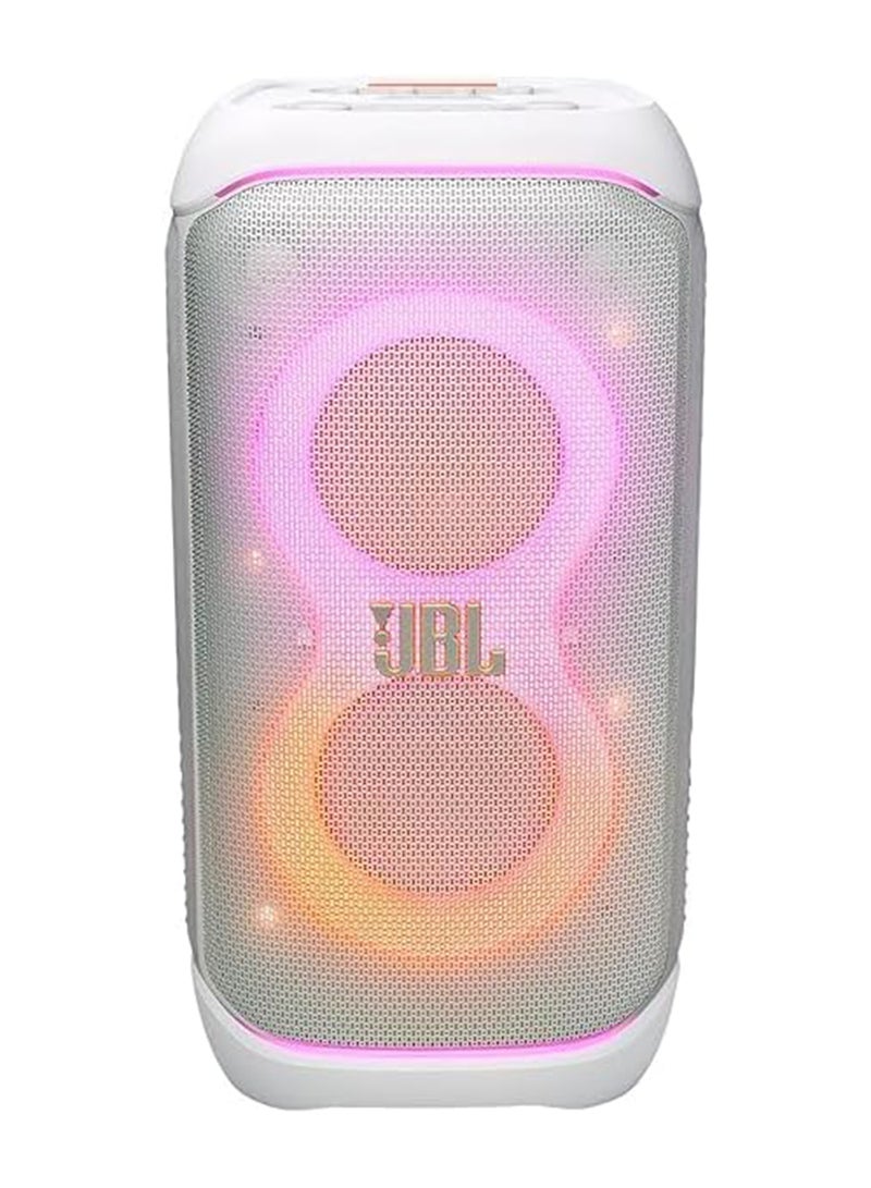 Partybox 320, Portable Bluetooth 240W Party Speaker, AI Sound Boost, Futuristic Light Show, Multispeaker Connection by Auracast, Telescopic Handle & Wheels, Dual Guitar & Mic Inputs White