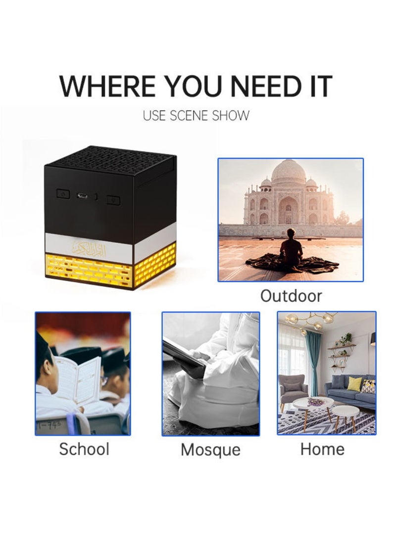 Quran Speaker With Bakhoor Burner Bluetooth Speaker With App And Remote Control Quran Speaker With Multi LED Lights Options 15 Languages 18 Reciters Kaaba Speaker SQ-718 8GB Storage