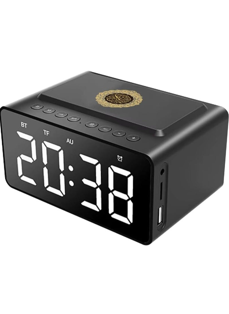 Quran Speaker with Alarm Clock | Bluetooth Speaker with Quran Recitation | Prayer Alarm Clock with LED Display | Portable Quran Audio Player | Islamic Gift for Home & Travel