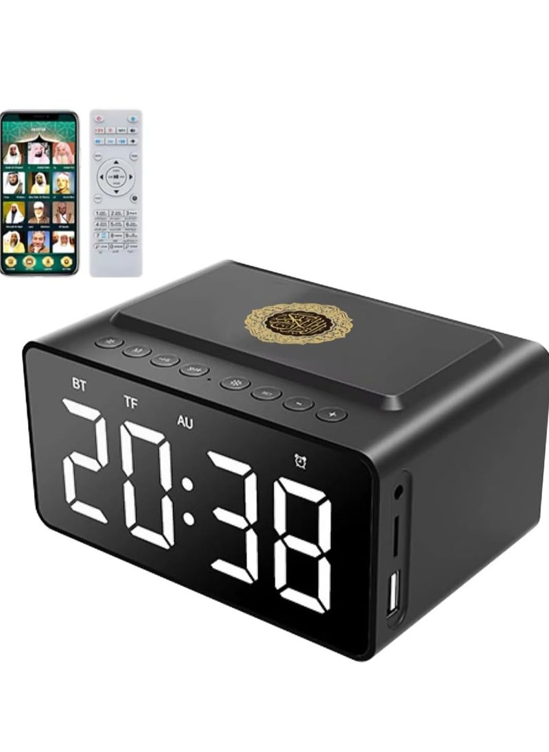 Quran Speaker with Alarm Clock | Bluetooth Speaker with Quran Recitation | Prayer Alarm Clock with LED Display | Portable Quran Audio Player | Islamic Gift for Home & Travel