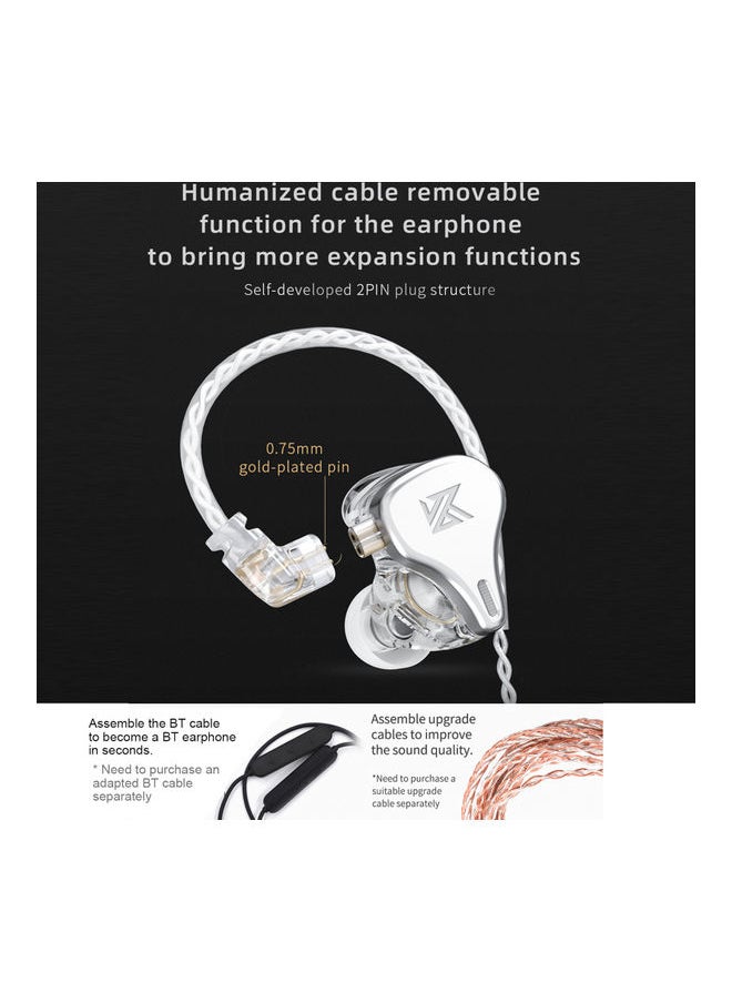 Array Type Three-Unit Dynamic In Ear Wired Headphone With Mic Grey