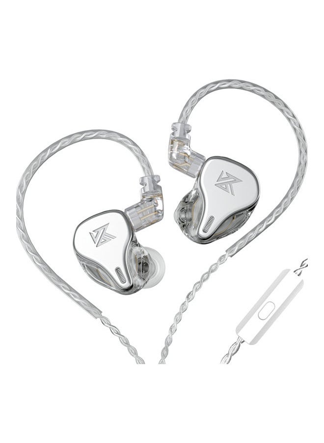 Array Type Three-Unit Dynamic In Ear Wired Headphone With Mic Silver