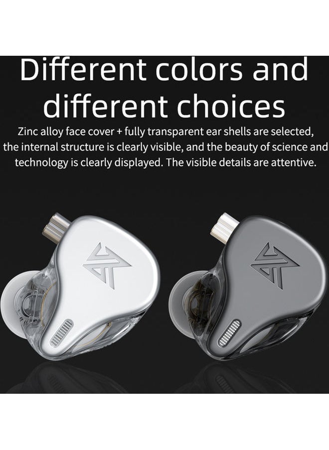 Array Type Three-Unit Dynamic In Ear Wired Headphone No Mic Silver