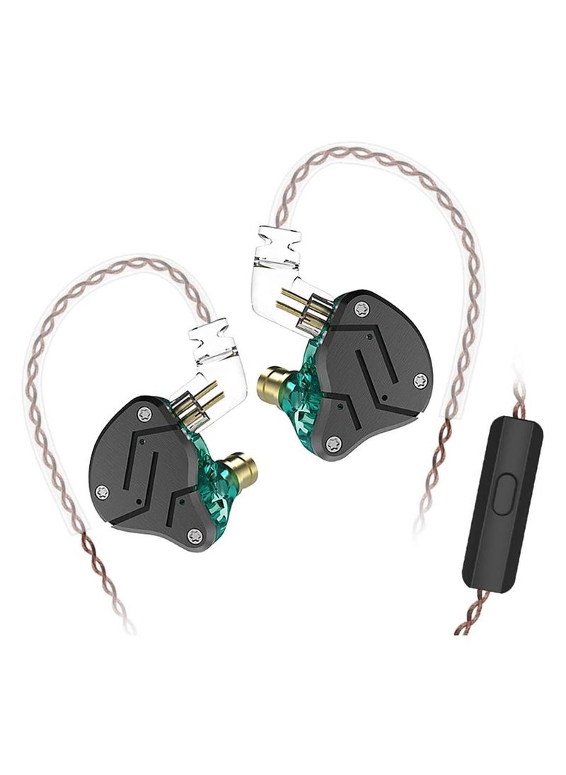 ZSN Dynamic Hybrid Dual Driver in Ear Earphones Detachable Tangle-Free Cable Musicians in-Ear Earbuds Headphones with Microphone (Black Cyan)