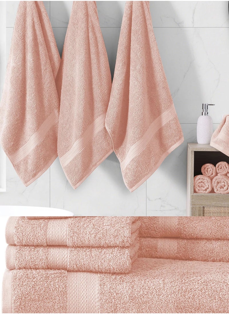 Towel Set,6-Piece Bath Towel Set, 100% Combed Cotton 550 GSM Superior Quality, Quick Dry Highly Absorbent Thick Bathroom Soft Hotel Towels for Bath And Spa, Towel Set Includes 2 Bath Towels (70*140 cm), 2 Hand Towels (40*70 cm), 2 Washcloths (30*30 cm) Pink 70*140cm