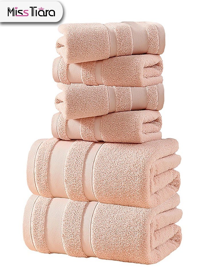 Towel Set,6-Piece Bath Towel Set, 100% Combed Cotton 550 GSM Superior Quality, Quick Dry Highly Absorbent Thick Bathroom Soft Hotel Towels for Bath And Spa, Towel Set Includes 2 Bath Towels (70*140 cm), 2 Hand Towels (40*70 cm), 2 Washcloths (30*30 cm) Pink 70*140cm