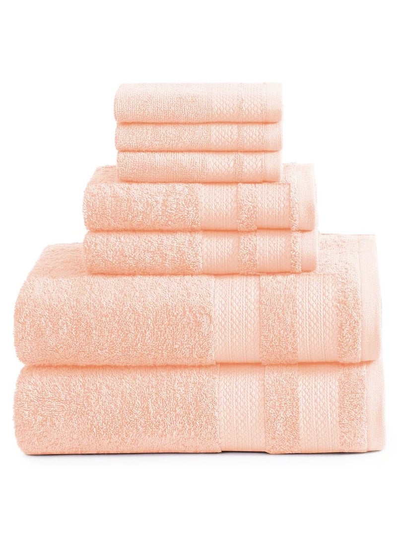 Towel Set,6-Piece Bath Towel Set, 100% Combed Cotton 550 GSM Superior Quality, Quick Dry Highly Absorbent Thick Bathroom Soft Hotel Towels for Bath And Spa, Towel Set Includes 2 Bath Towels (70*140 cm), 2 Hand Towels (40*70 cm), 2 Washcloths (30*30 cm) Pink 70*140cm