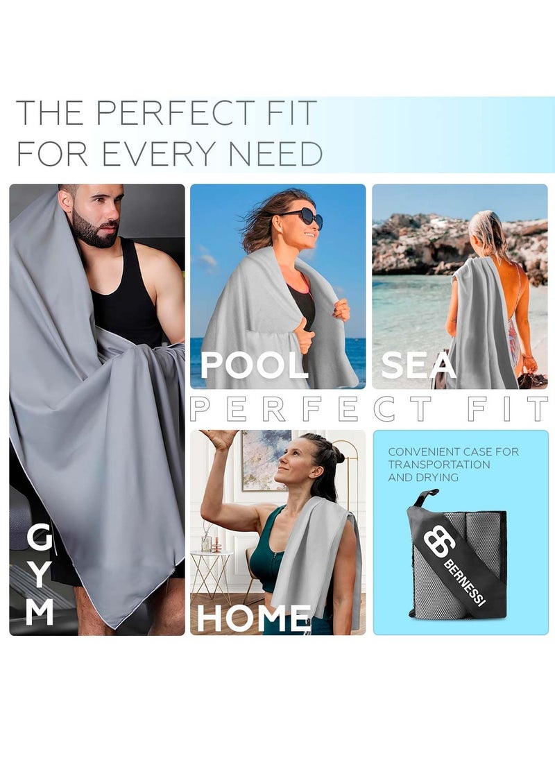 5 Pack Microfiber Gym Towel Set for Men Women Fast Drying, Absorbent Sweat Quick Dry Micro Fiber Sport Towels Super Soft for Home Fitness Exercises Yoga Swimming Bath Camping Beach Сolor Grey