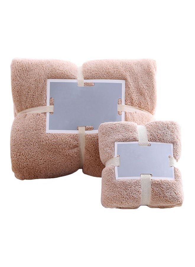 Fabric Hand And Bath Towel Set Brown 22x12x22cm