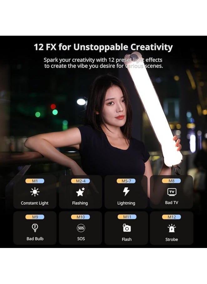 ULANZI UA20 Portable Air Tube Light, 20 W Air Tube Light, Two-Tone 2700-6500 K, Handheld LED Video Light, 18 Wh Battery, USB-C Rechargeable, Waterproof Inflatable LED Tube for Photography/Camping