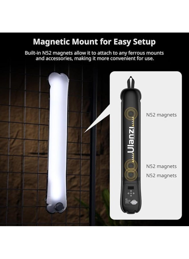 ULANZI UA20 Portable Air Tube Light, 20 W Air Tube Light, Two-Tone 2700-6500 K, Handheld LED Video Light, 18 Wh Battery, USB-C Rechargeable, Waterproof Inflatable LED Tube for Photography/Camping