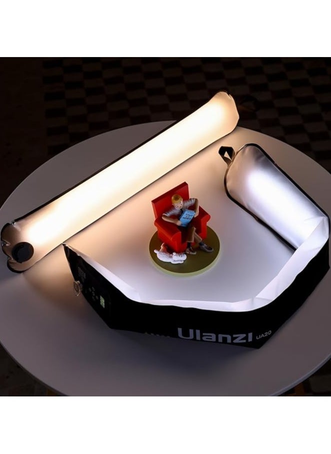 ULANZI UA20 Portable Air Tube Light, 20 W Air Tube Light, Two-Tone 2700-6500 K, Handheld LED Video Light, 18 Wh Battery, USB-C Rechargeable, Waterproof Inflatable LED Tube for Photography/Camping
