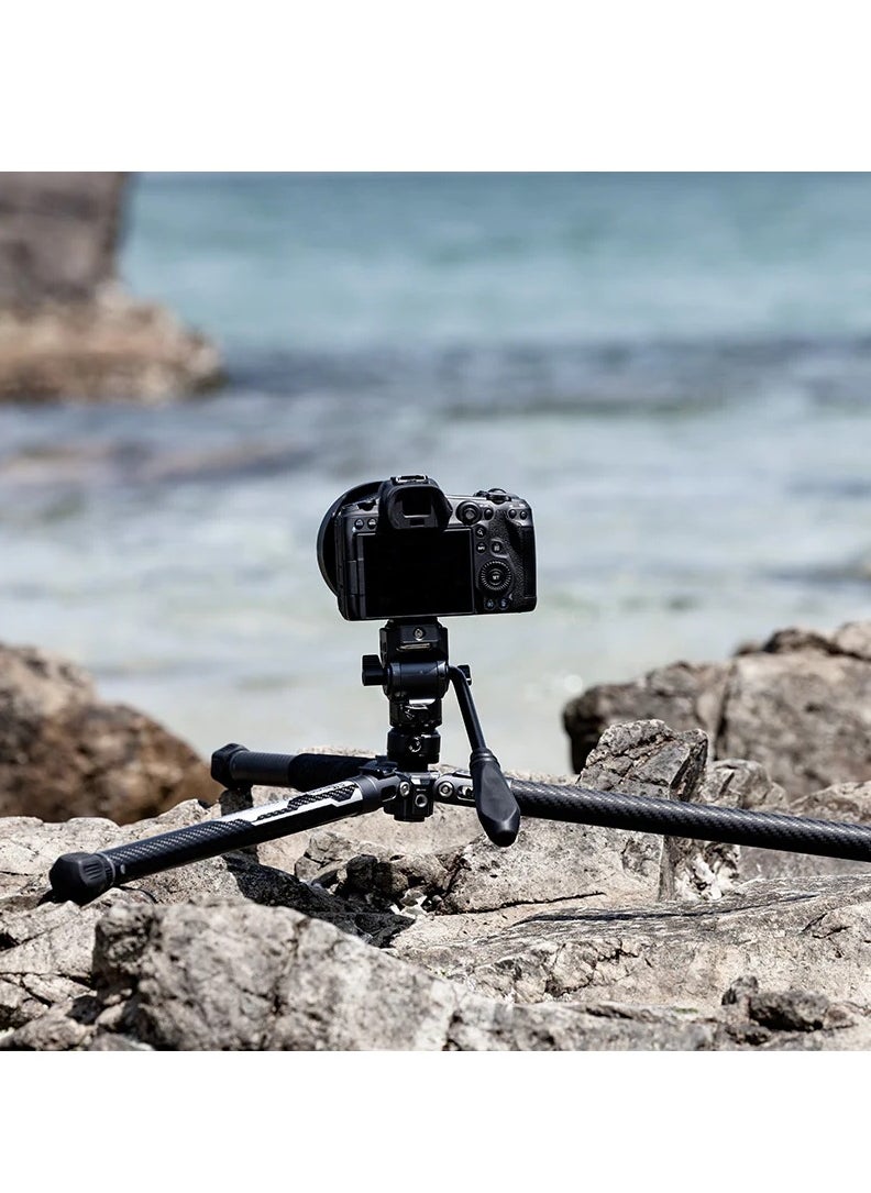 Ulanzi F38 Fotopro Air III Quick Release Video Travel Carbon Fiber Tripod | Fluid Head for Video | Storage Length 42cm | 5 Leg Sections 44-156cm | Ball Head Payload 3Kg | 1.08Kg