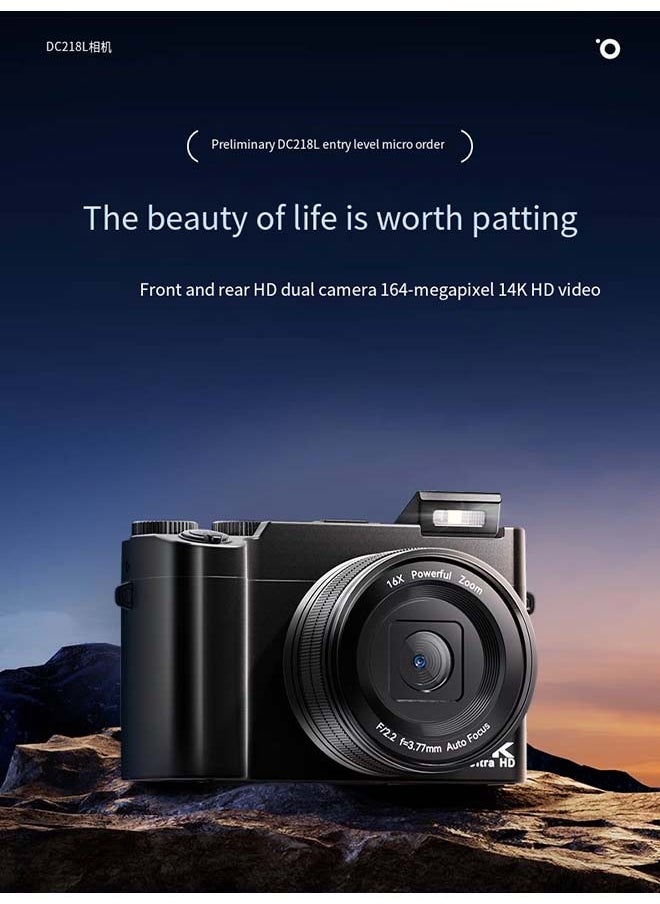 Digital SLR Camera with Front and Rear Dual Lenses for Vlog - High - definition for Travel, Beginner - friendly for Students and Selfies for Girls, a Replacement for CCD Cameras [6400W + Front and Rear Dual Lenses + 4K Video Recording + Intelligent Focusing]