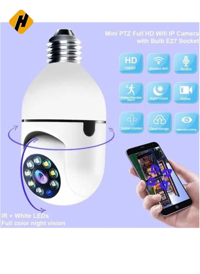 2Pcs Light Bulb Security Camera 2.4GHz & 5G WiFi Outdoor, 1080P E27 Light Socket Security Camera, Indoor 360° Home Security Cameras, Full Color Day and Night, Smart Motion Detection