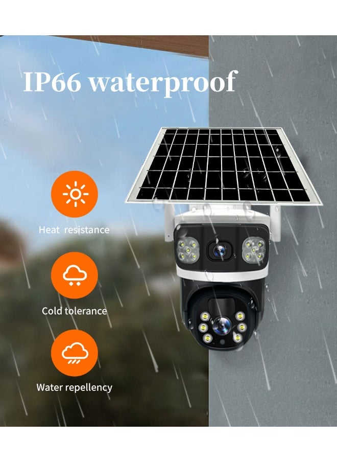 4G Solar Camera With Memory Card 4G LTE SIM Card IP Security Camera 8 MP CCTV Camera Outdoor 1080P Night Vision PTZ Color IR Night Vision Dual Sensor Motion Detection Tilt Surveillance Camera System