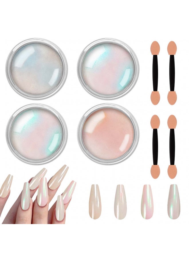Allstarry Chrome Nail Powder Metallic Mirror Effect Pigment Chrome Iridescent Aurora Nail Glitter Mermaid Pearl Glitter Dust Kit for Gel Polish Nail Art Decoration, Resin Craft- Violet Green Emerald