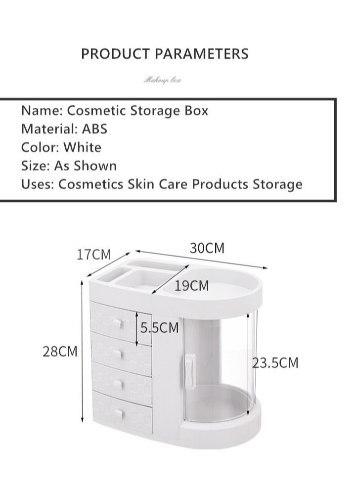 Rotating Adjustable Cosmetic Storage Display Case With Layers Large Capacity, Fits Jewelry, Makeup Brushes, Lipsticks And More, Clear Transparent