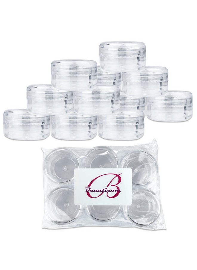 10Pcs Small Travel Containers, Clear Sample Containers With Screw Lids, 5 Size 3/5/10/15/20 Gram Sample Jars With 12Pcs Labels And 2Pcs Mini Disposable Spatula, Makeup Sample Containers Bpa Free