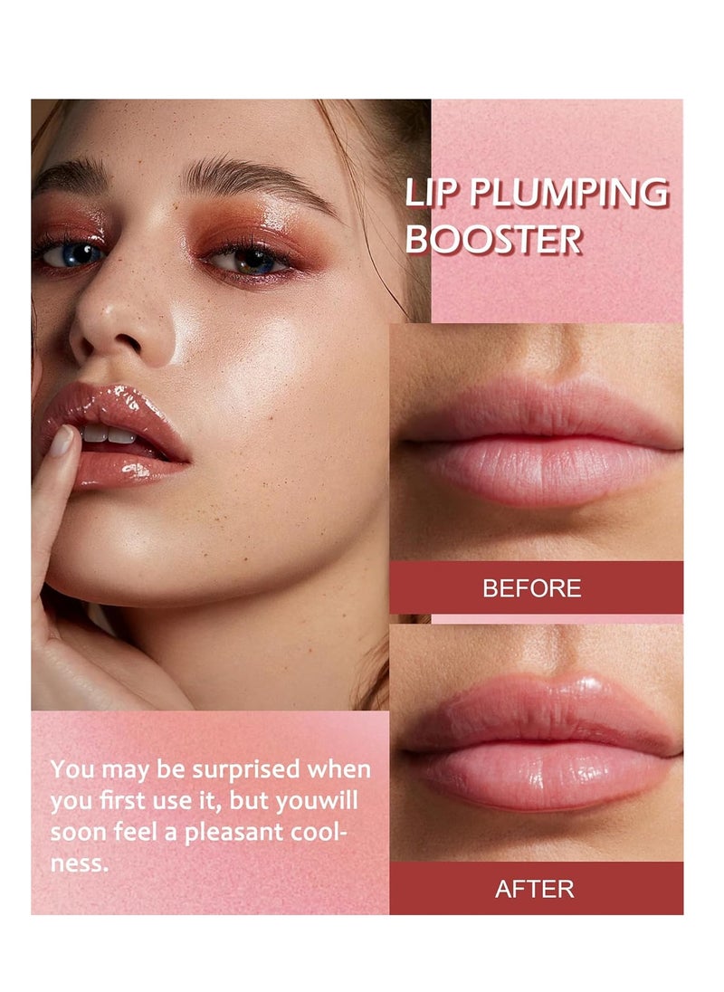 Lip Plumping Booster Lip Gloss, Glossy Lip Tinted Stain, High-Shine Smooth Fuller Lips, Hydrating & Volumizes Lip Oil Lip Glaze, Plump and Pout Plumper Lipstick, Christmas Makeup Gift for Women-01#