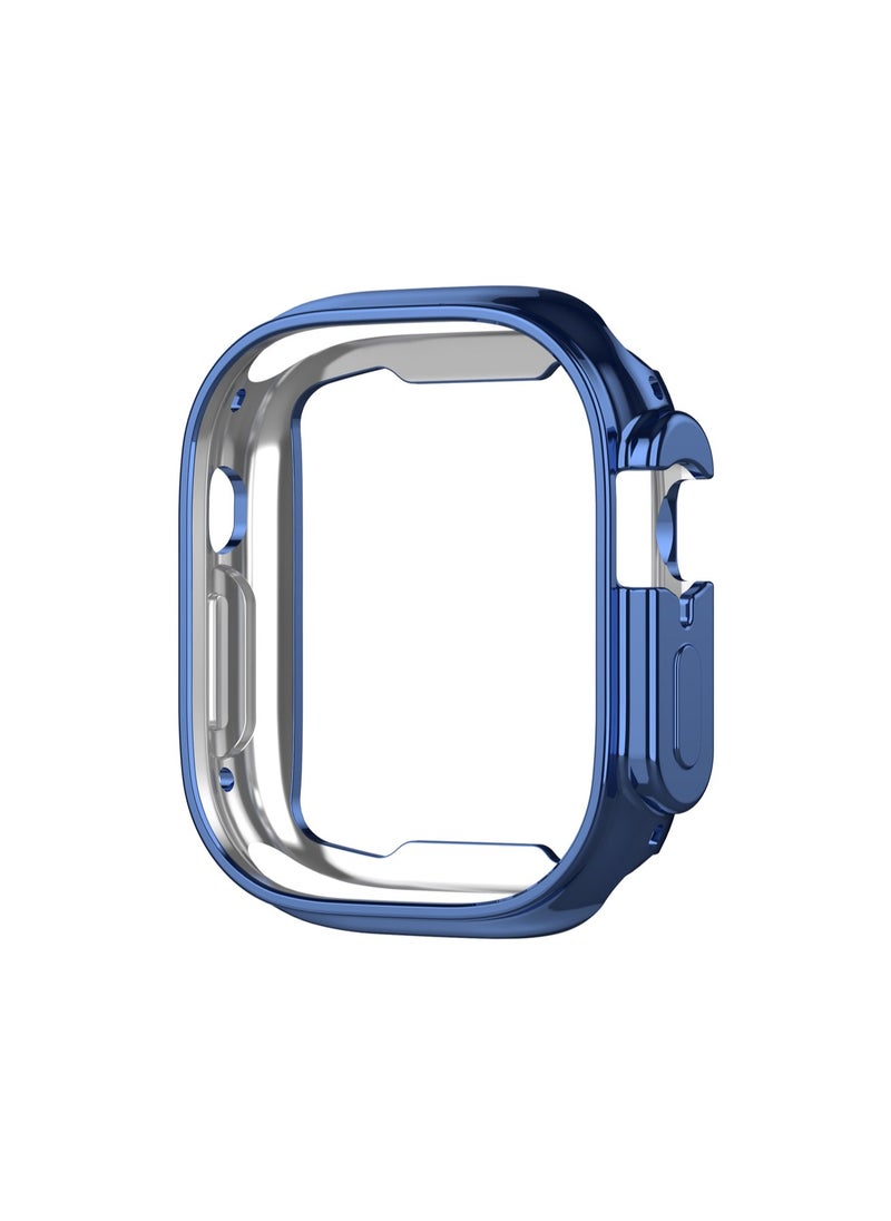 Dark Blue For Apple Watch8ultra-49mm Protective Case Hollow, Tpu Electroplating Anti-Fall