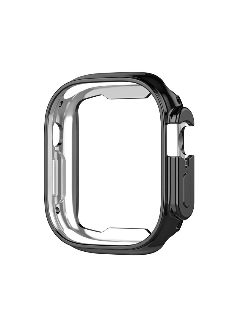 Black For Apple Watch8ultra-49mm Protective Case Hollow, Tpu Electroplating Anti-Fall