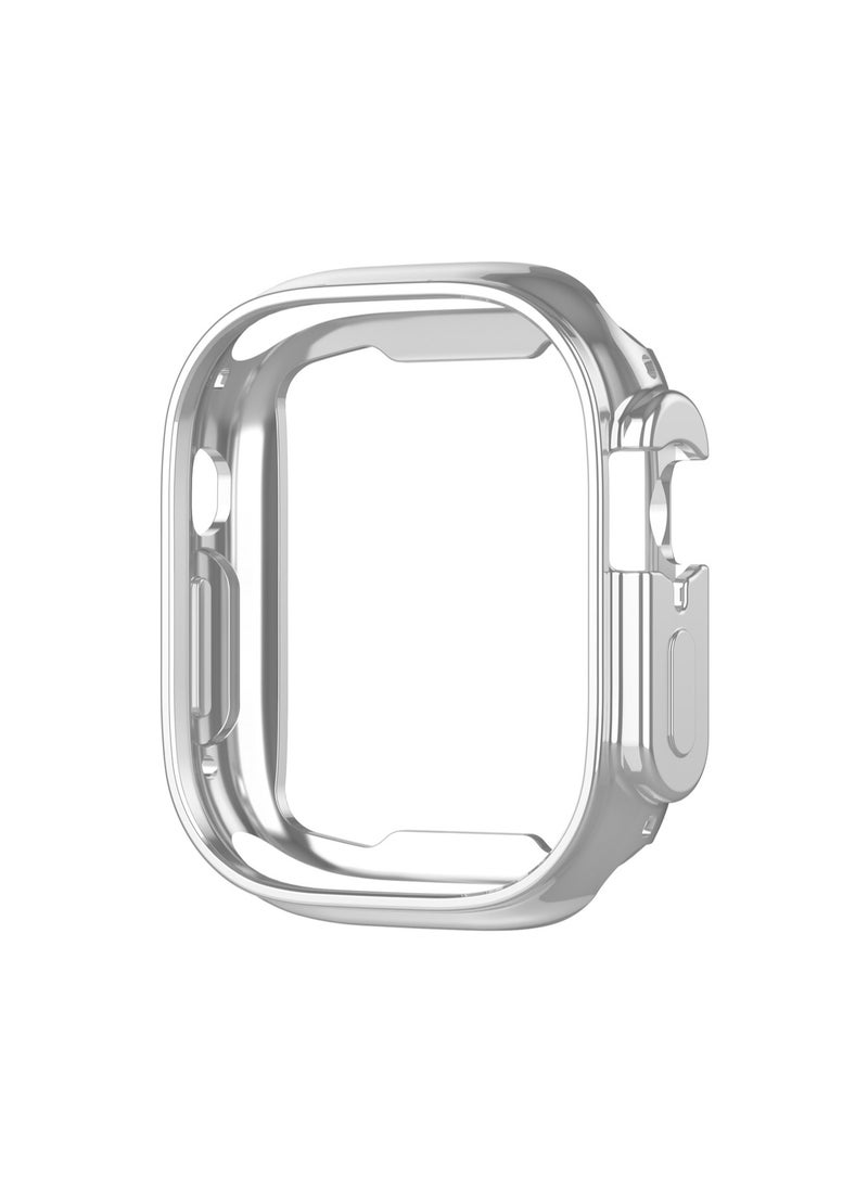 Silver For Apple Watch8 Ultra-49mm Protective Case Hollow, Tpu Electroplating Anti-Fall